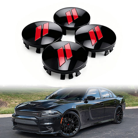 x xotic tech 4pcs 63mm 2.5" Slash Rim Wheel Center Cap Covers Compatible with Dodge Charger Challenger Durango Journey Avenger Hornet Dart R/T SRT or Jeep or Chrysler 6C227DX8AA,6C227RM8AA (Gloss Red)