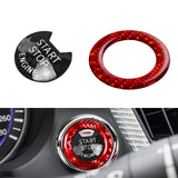 Set Black Carbon Fiber Engine Start Button + Red Ring Trim For Infiniti Q50 Q60