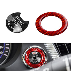 Set Black Carbon Fiber Engine Start Button + Red Ring Trim For Infiniti Q50 Q60