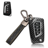 Carbon Fiber Remote Key Fob Shell Case Holder For Toyota RAV4 Corolla w/Keychain