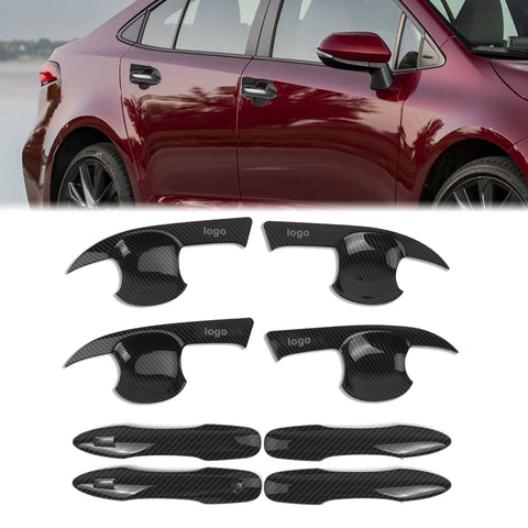 Glossy Black W/Smart Key Hole Door Handle + Bowl Trim For Toyota Corolla 2020-24