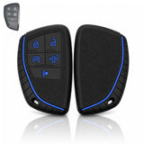 x xotic tech Silicone Smart Key Fob Cover Case Protector Gray w/Red Trim Fits Chevrolet Silverado 1500 2500HD 3500HD, Tahoe, Suburban & GMC Sierra, Yukon 5-Button Keyless Entry Remote Key Holder