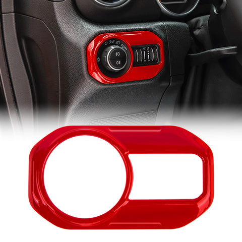 x xotic tech Headlight Switch Button Cover Trim Compatible with Jeep Wrangler JL JLU 2018-up & Gladiator JT 2020-up Interior Accessories(Red)