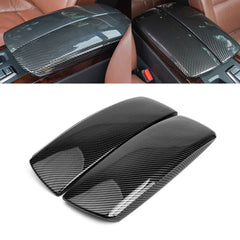 Xotic Tech Carbon Fiber Color Car Interior Center Armrest Box Cover, Console Storage Box Trim Protect Covers Compatible with BMW X5 E70 2007-2013 X6 E71 2008-2014
