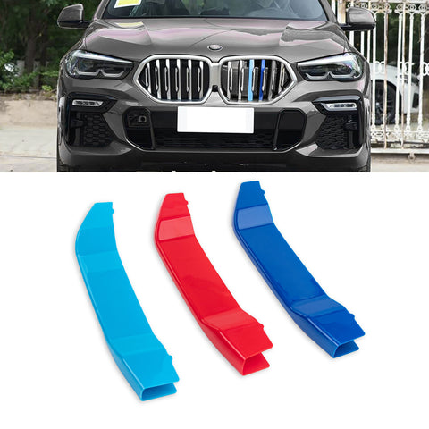 Tri-Colored Front Center Kidney Grille Strips Clip Cover For BMW X6 G06 2020-up