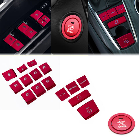 Red P Brake Hold Window Engine Start Push Button Cover For Toyota Camry 2018-23