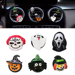 x xotic tech 6PCS Halloween Air Vent Clip Cute Pumpkin Ghost Witch Hat Spider Car Air Freshener Charm Dashboard Air Conditioning Outlet Clip Personalized Interior Decoration Accessories