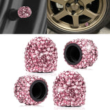 4x Handmade Crystal Rhinestone Universal Car Tire Valve Caps Chrome Accessories