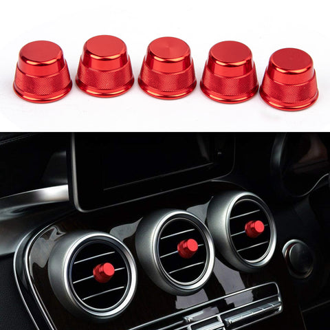 x xotic tech 5PCS Sports Aluminum Air Conditioner Vent/Opening Knob Decoration Covers Compatible with Mercedes W205 C-Class C180 C250 C300 C350 C400 C63 AMG 2015-2021, GLC Class 2016-2022