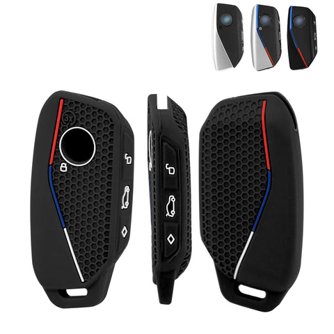 x xotic tech Soft Silicone Key Fob Cover Case Compatible with BMW X7 IX I5 M60 X5 X6 IX I7 5 7 Series 2023 2024 2025 2026, Intelligent Car Side Button Smart Key Protector