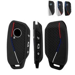 x xotic tech Soft Silicone Key Fob Cover Case Compatible with BMW X7 IX I5 M60 X5 X6 IX I7 5 7 Series 2023 2024 2025 2026, Intelligent Car Side Button Smart Key Protector