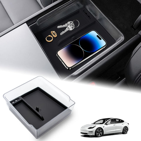 Gray Center Console Armrest Organizer Tray For Tesla New Model 3/Y 2025 2026