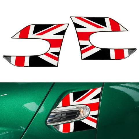 Black Union Jack Style Side Scuttles Trim Decor Sticker For Mini Cooper F55 F56
