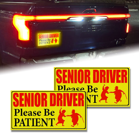 x xotic tech Elderly Driver Car Magnet Reflective Senior Driver Magnet Signs for Car Old People Gag Gifts Yellow Sign Magnetic Bumper Sticker for Grandma Grandpa