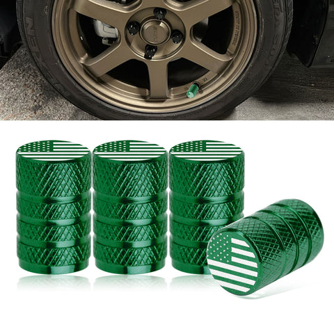 4pcs American Flag Tire Valve Stem Cover Caps Anodized Aluminum Alloy, Corrosion Resistant Leak-Proof Wheel Valve Cap Set, Universal for Cars Trucks Motorcycles SUVs