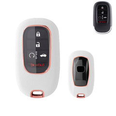 White TPU w/Leather Texture Full Protect Remote Key Fob For Honda Accord 2022+
