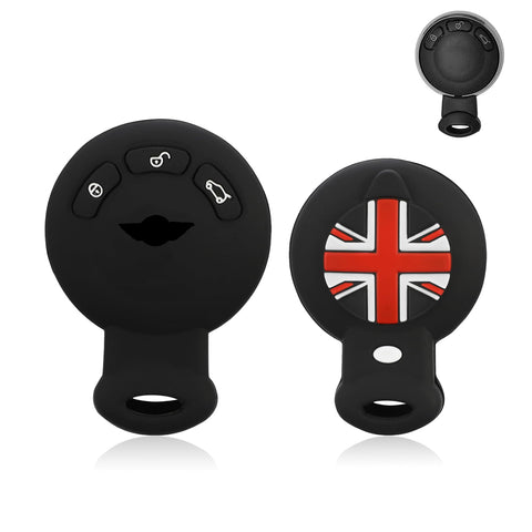 x xotic tech Silicone Key Fob Cover Protector Compatible with Mini Cooper Hatch Convertible Clubman Countryman Paceman R55 R56 R57 R58 R59 R60 R61, Red Black Union Jack Smart Key Case Shell