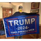 Trump 2024 Flag, Double Sided 3 Ply Take America Back Flag 3x5FT Polyester with Durable Canvas Header and 2 Brass Grommets for Indoor Outdoor Decoration w/Wristbands Set for Supporters Fans