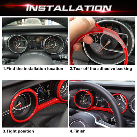 x xotic tech Dashboard Cluster Panel Gauges Cover Trim Ring Compatible with Jeep Wrangler JL JLU 2018-2023 & Gladiator JT 2020-2023 Interior Accessories(3Pcs)