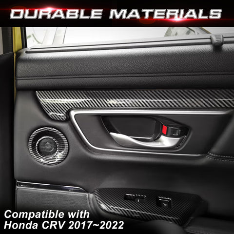 Carbon Fiber Texture Door Panel Stripes Molding Trim For Honda CR-V 2017-2022