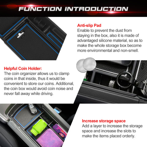 Central ABS Armrest Storage Box Grocery Holder w/Anti-Slip Pad For Accord 2018-22