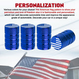 4pcs American Flag Tire Valve Stem Cover Caps Anodized Aluminum Alloy, Corrosion Resistant Leak-Proof Wheel Valve Cap Set, Universal for Cars Trucks Motorcycles SUVs