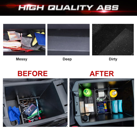 Interior Center Console Armrest Box Storage Container Holder Tray Organizer Divider, Compatible with Toyota 4Runner 2010-2023