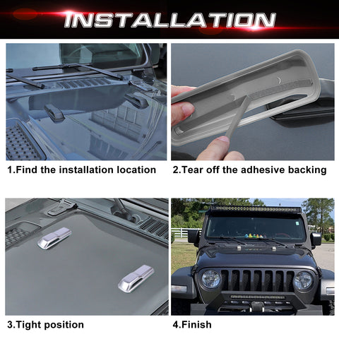 x xotic tech Front Engine Hood Hinge Cover Trim Decoration Exterior Accessories Compatible with Jeep Wrangler JL JLU 2018-up & Gladiator JT Truck 2/4 Door 2020-up (2Pcs)