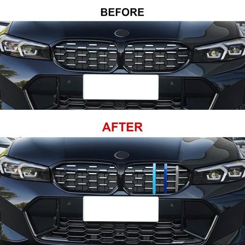 Tri-Colored Front Diamond Grille Strips Clip Cover For BMW 3 Series G20 2023-up