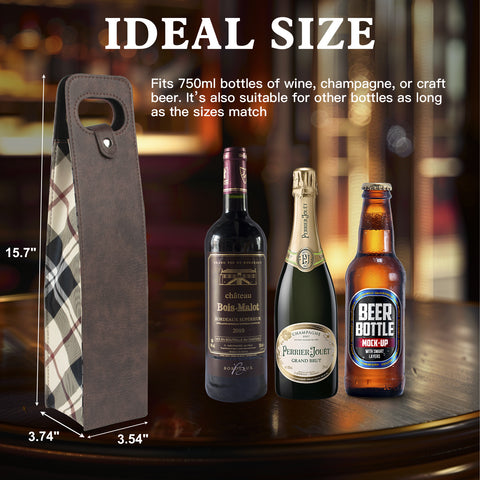 Portable Bottle Wine Gift Bag Champagne Beer Holder for Picnic Party, Christmas