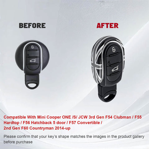 x xotic tech Slim Size Key Fob Cover Case Shell Replacement Compatible with MINI Cooper 3rd Gen F55 F56 F57 F54 Clubman, Gen2 F60 Countryman Smart Key, U Shape