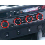 Red Alloy AC Air Vent + AC Climate Control Knob Combo Trim For Tacoma 2016-2023