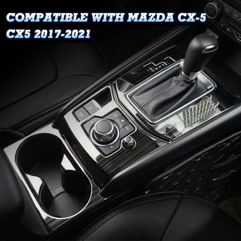 1X Black Titanium Interior Water Cup Holder Frame Cover For Mazda CX-5 2017-2021