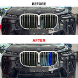 Tri-Colored Front Center Kidney Grille Strips Clip Cover For BMW X7 G07 2023+