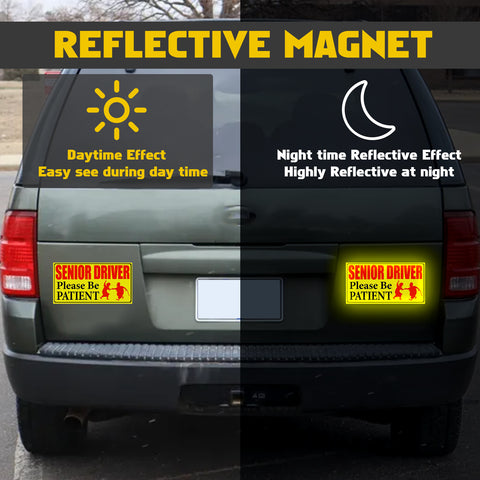 x xotic tech Elderly Driver Car Magnet Reflective Senior Driver Magnet Signs for Car Old People Gag Gifts Yellow Sign Magnetic Bumper Sticker for Grandma Grandpa