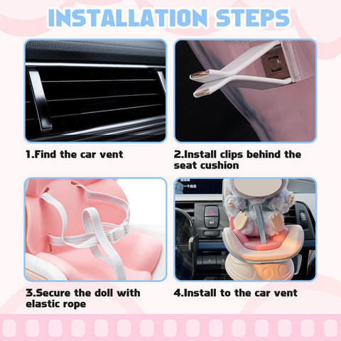 Cute Doll Mini Safety Seat Air Vent Clip Car Interior Decoration Accessories