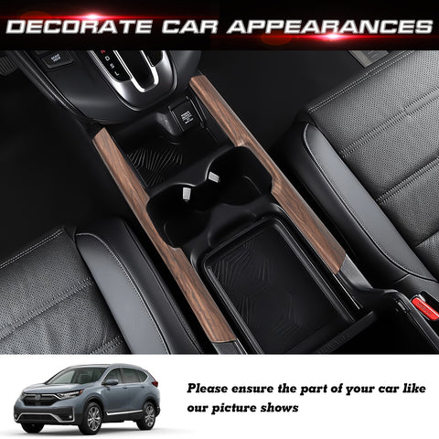 Peach Wood Style Console Water Cup Holder Panel Stripe Cover For Honda CRV 17-20