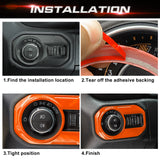 x xotic tech Headlight Switch Button Cover Trim Compatible with Jeep Wrangler JL JLU 2018-up & Gladiator JT 2020-up Interior Accessories(Red)