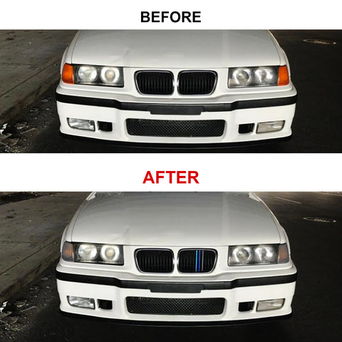 Tri-Colored Front Kidney Grille Strips Clip Cover For BMW 3 Series E36 1996-1999