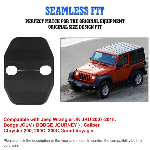 Door Lock Cover Trim Protection Kit Decor For Jeep Wrangler JK JKU 2007-18 Black