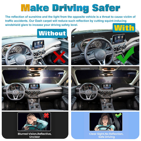 Black Dashboard Mat Poly Carpet DashMat Non-Slip Cover For Nissan Sentra 2020-25