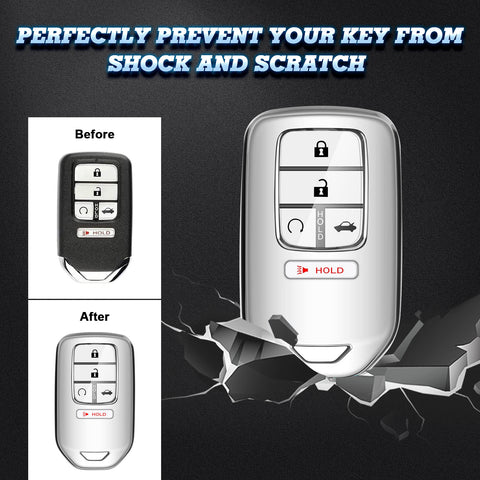 Glossy Red/ Blue/ Black/ Gold/ Silver Soft TPU Case Remote Smart Key Fob Cover Holder for Honda Accord Civic Pilot CRV HRV Odyssey