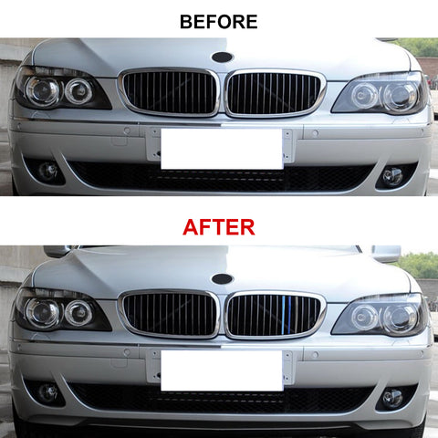 Tri-Colored Front Kidney Grille Strips Clip Cover For BMW 7 Series E65 E66 06-08