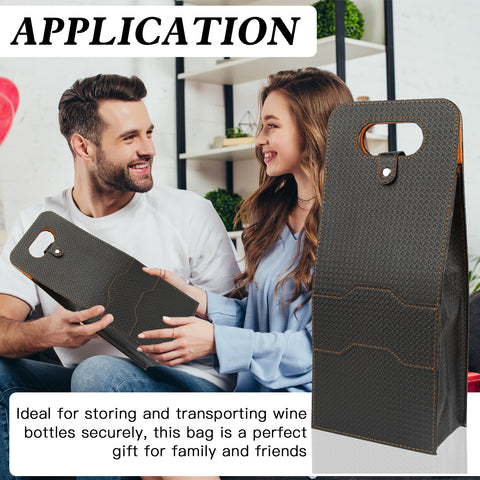 2-Bottle Leather Wine Tote Bag Protector Champagne Gift Bag with Handle For Gift