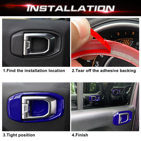 x xotic tech Door Handle Bowl Cover Decor Trim for Jeep Wrangler JL JLU 2018-up Gladiator JT 2020-up Interior Accessories(4Pcs)