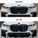 Tri-Colored Front Center Kidney Grille Strips Clip Cover For BMW X7 G07 2019-22