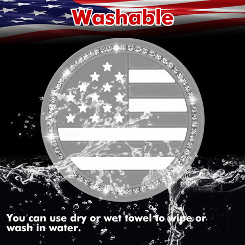 2.75" Flexible PVC Rhinestone Cup Coasters Patriotic Decoration For Men Women