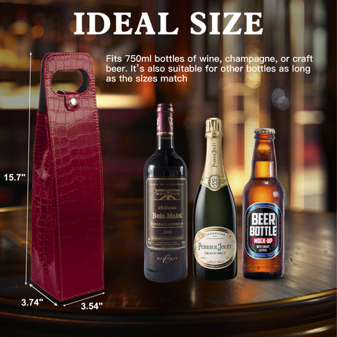 Portable Bottle Wine Gift Bag Champagne Beer Holder for Picnic Party, Christmas