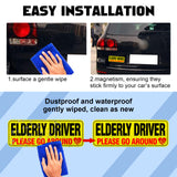 x xotic tech Elderly Driver Car Magnet Reflective Senior Driver Magnet Signs for Car Old People Gag Gifts Yellow Sign Magnetic Bumper Sticker for Grandma Grandpa