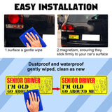 x xotic tech Elderly Driver Car Magnet Reflective Senior Driver Magnet Signs for Car Old People Gag Gifts Yellow Sign Magnetic Bumper Sticker for Grandma Grandpa